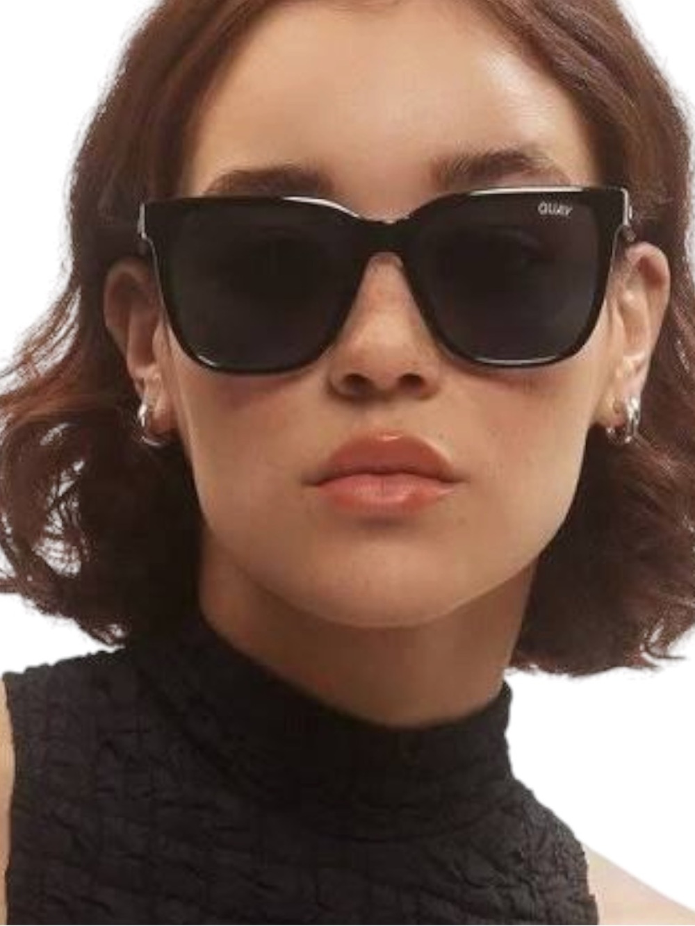 QUAY Wired Sunglasses Black Frame Black Lens Square Unisex NWT